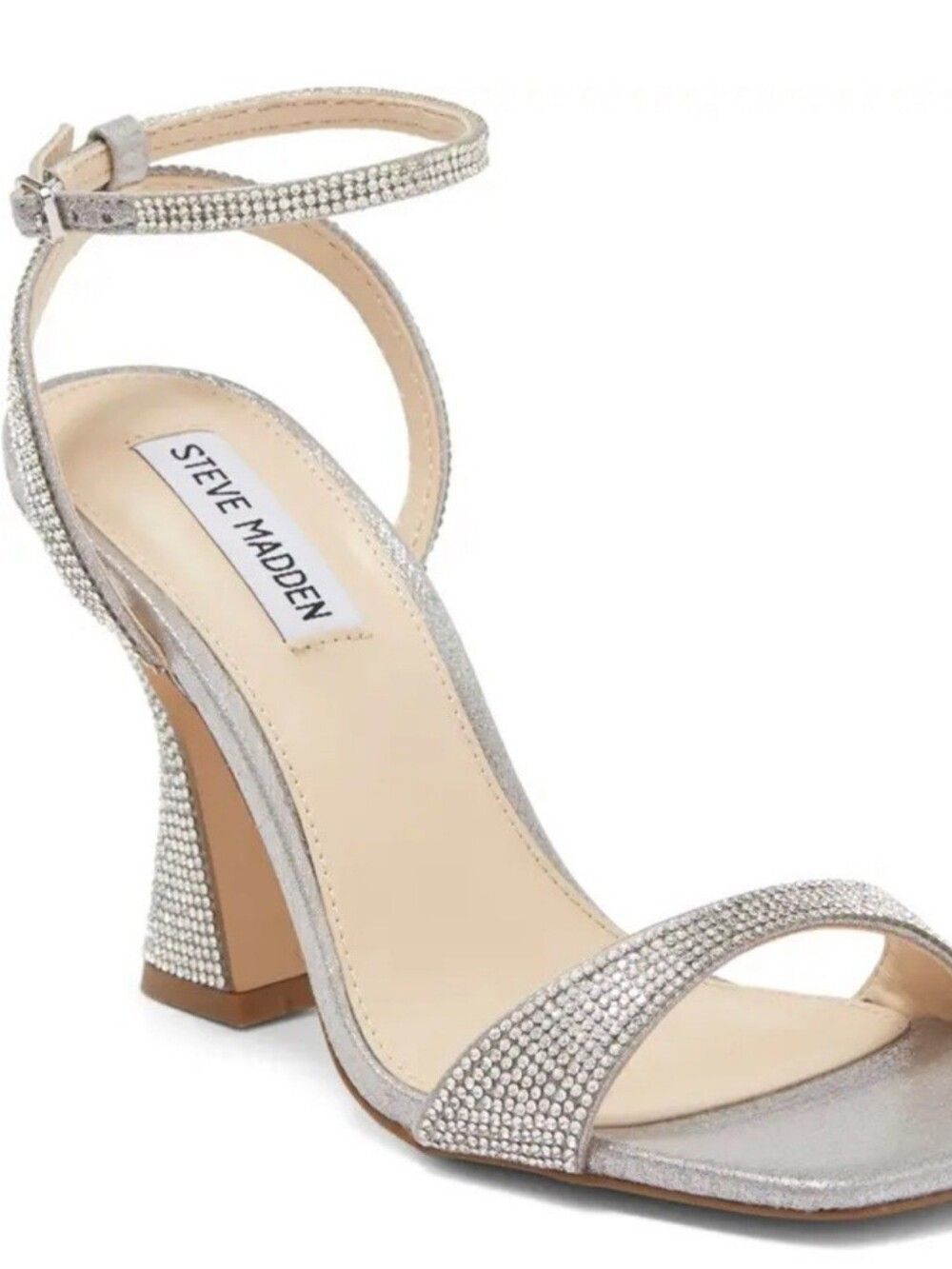 Steve Madden Lange Glam Heels Silver Rhinestones Size 8